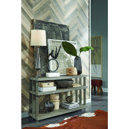 Eldridge Weathered Gravel And Satin Bronze Rectangular Sofa Table