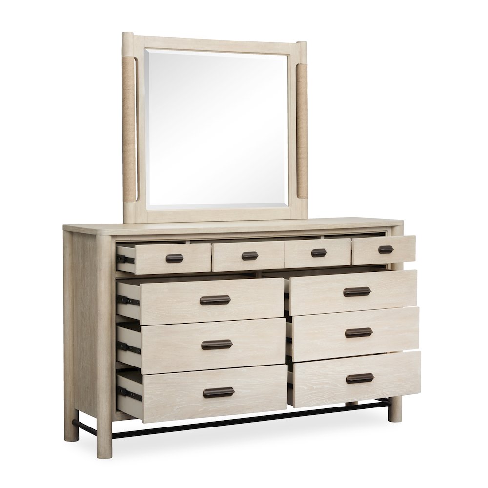 Sunset Cove Sanibel Brown Drawer Dresser With Landscape Mirror