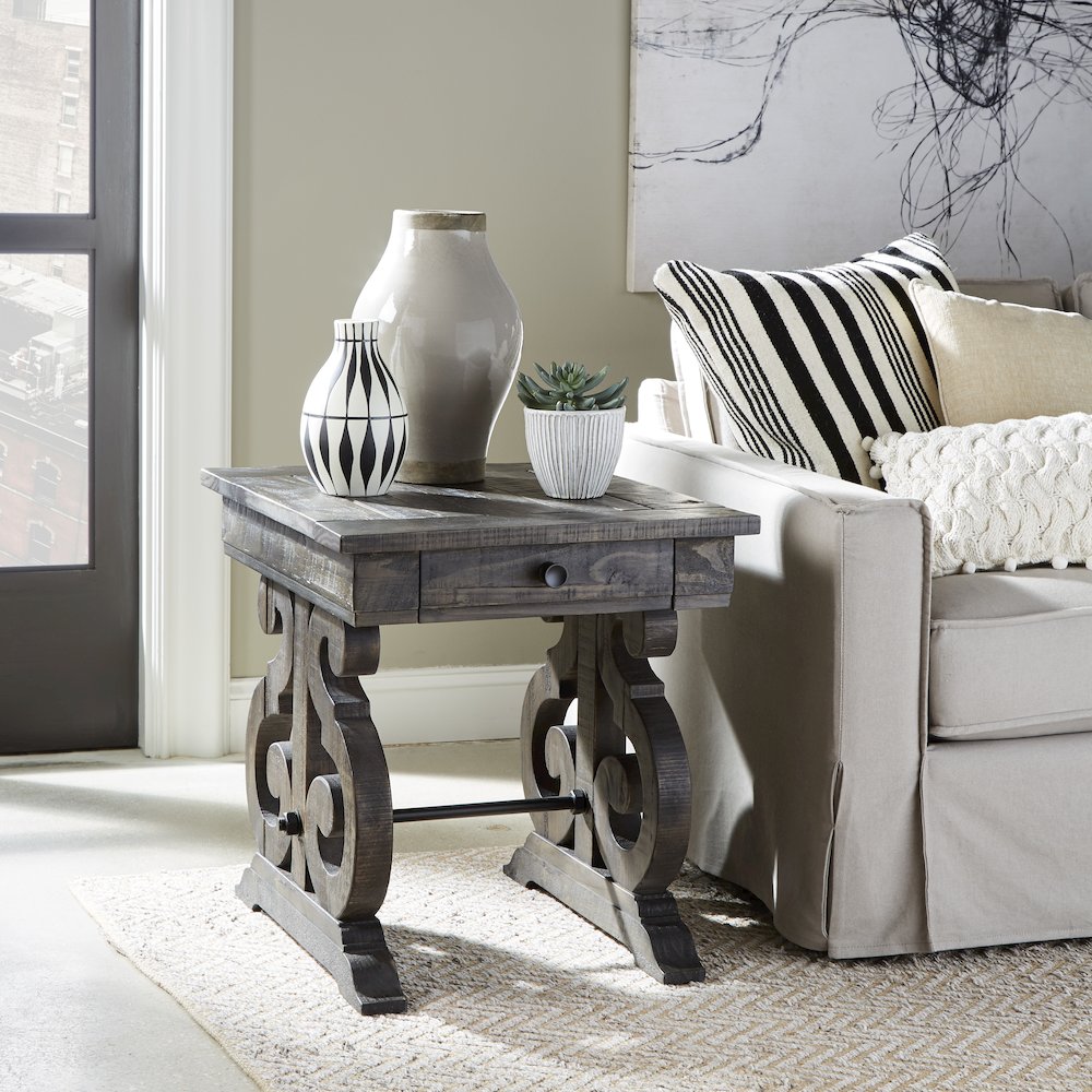 Bellamy Peppercorn Rectangular End Table