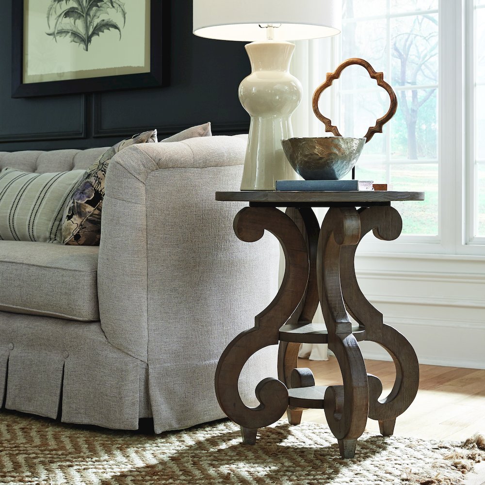 Tinley Park Dove Tail Grey Round Accent End Table