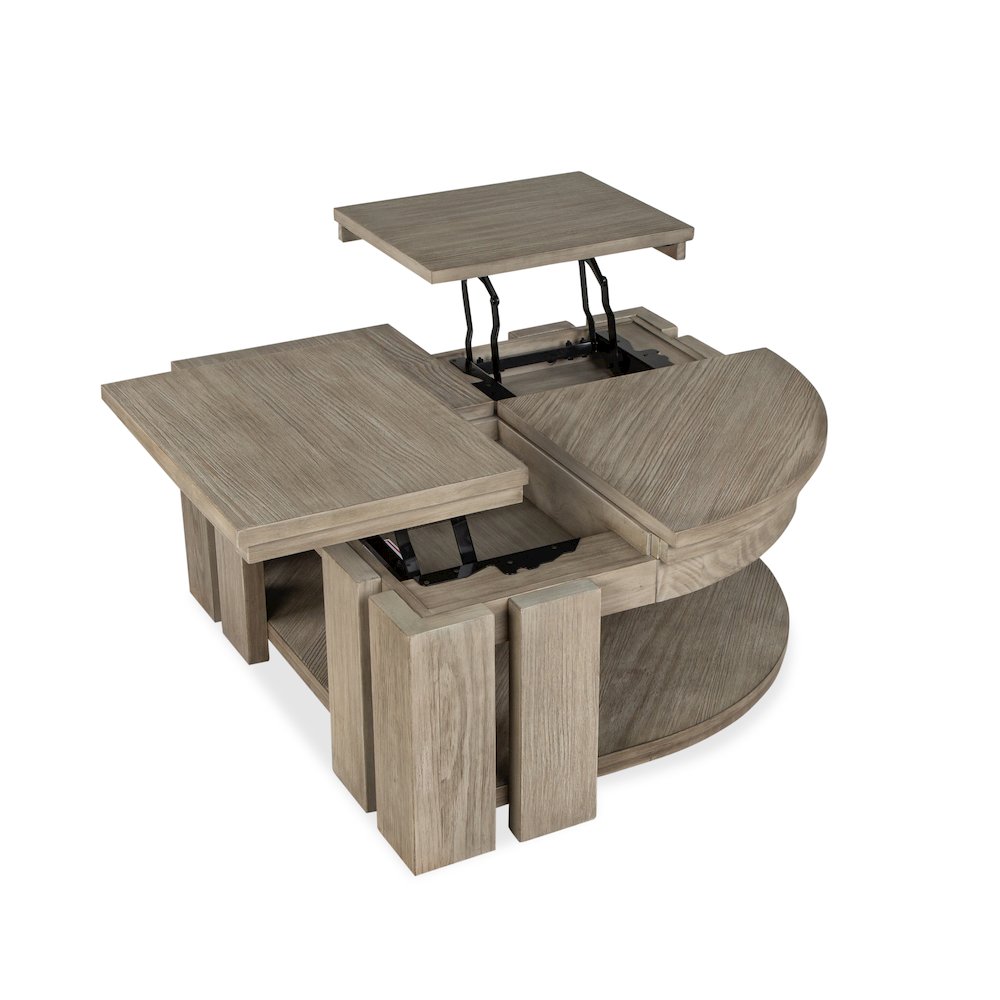 Conrad Stone Harbor Grey Pie Shaped Lift Top Cocktail Table With Casters