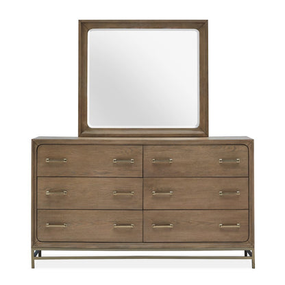 Lindon Belgian Wheat And Coffee Bean Double Drawer Dresser With Landscape Mirror