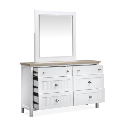 Windmill Harbour White Whisp And Sand Double Drawer Dresser With Portrait Mirror