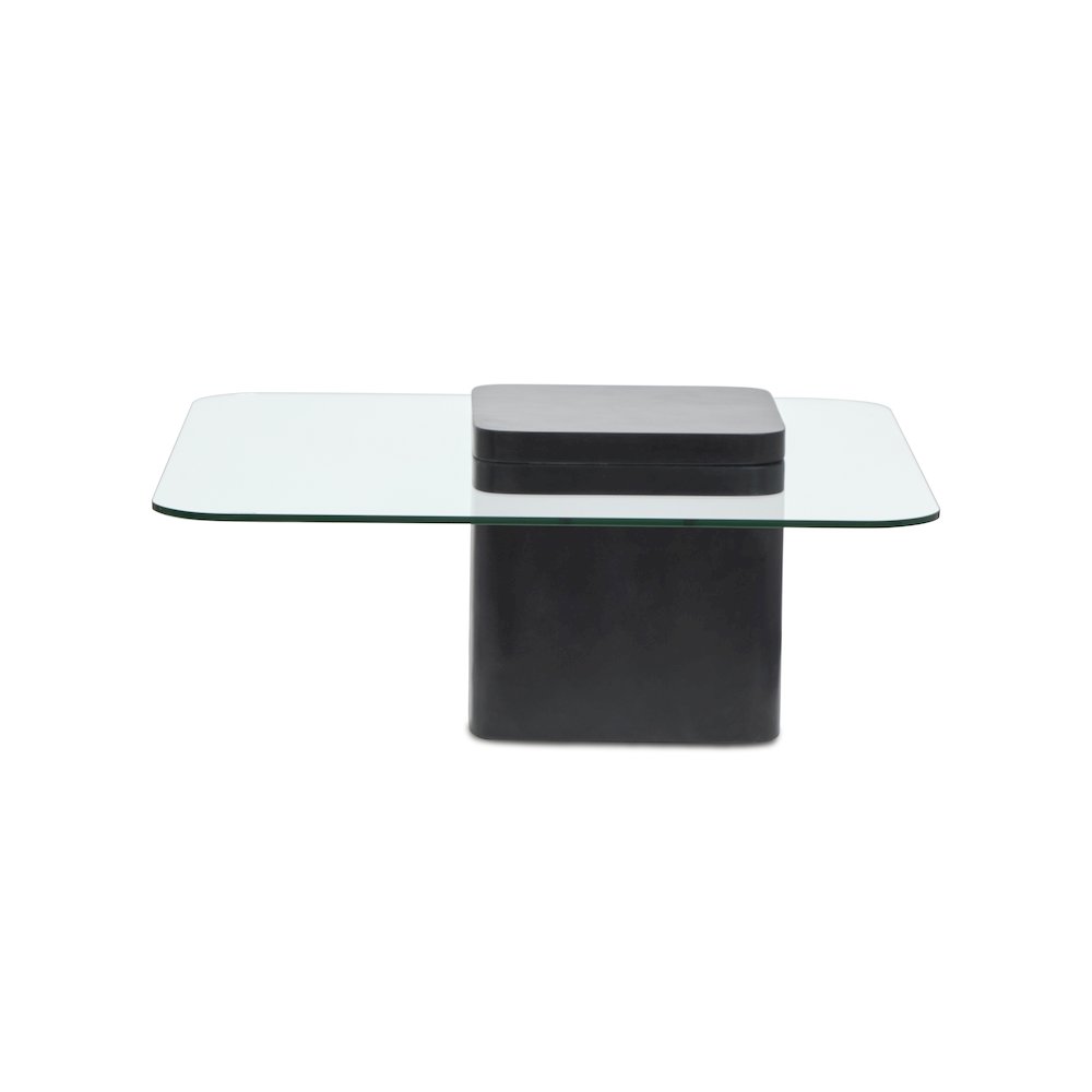 Donora Clear Glass And Obsidian Square Cocktail Table