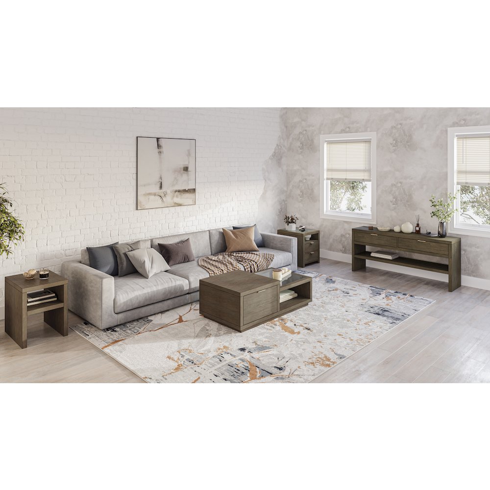 Merrick Homestead Brown And Clear Glass Rectangular End Table