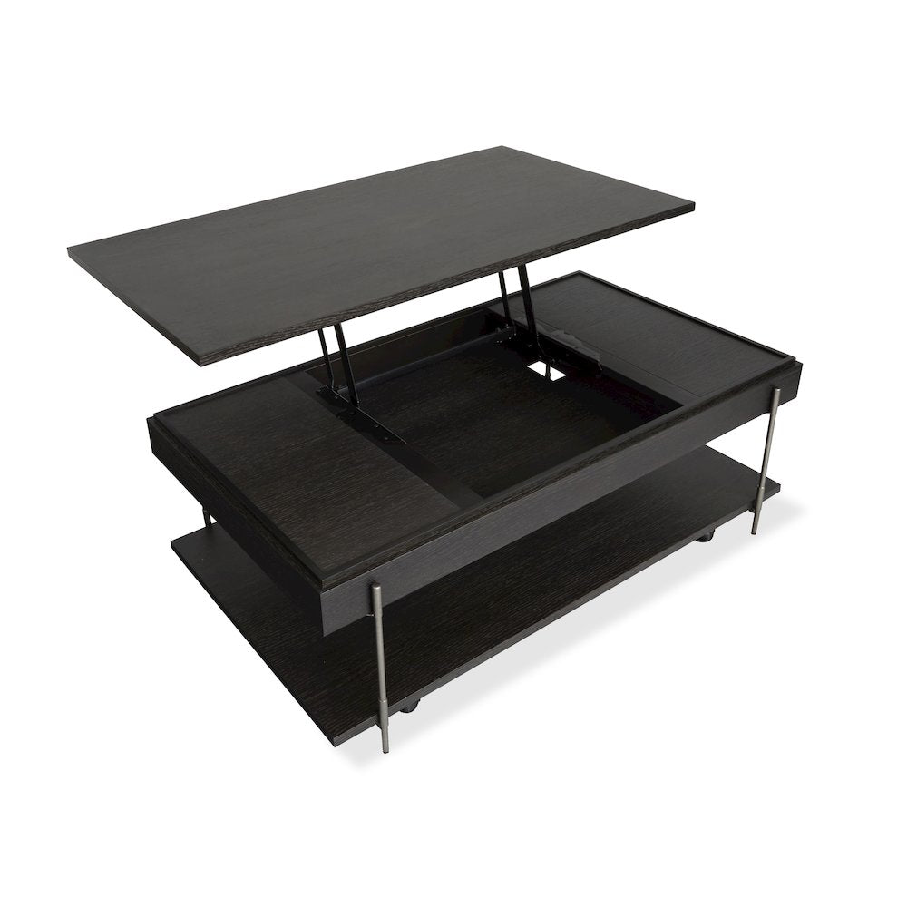 Spencer Dark Briarsmoke Lift Top Storage Cocktail Table With Casters