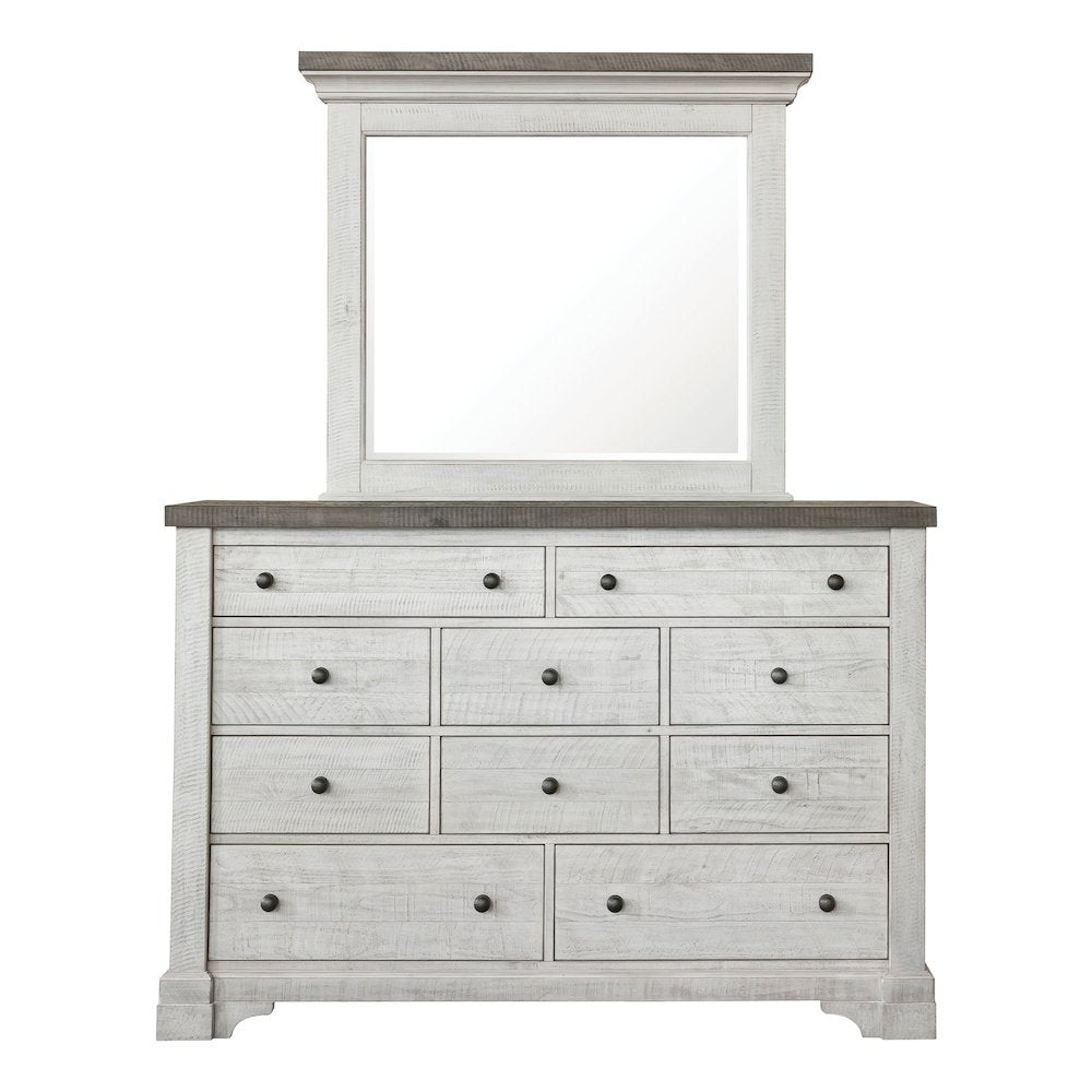Samuel Lawrence Valley Ridge Distressed White 10 Drawer Dresser With Mirror