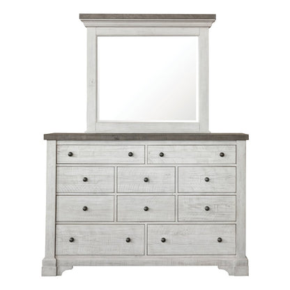 Samuel Lawrence Valley Ridge Distressed White 10 Drawer Dresser With Mirror