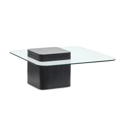 Donora Clear Glass And Obsidian Square Cocktail Table