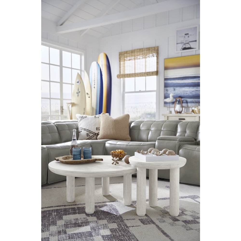 Sunset Cove Moonlight Pearl Nesting Cocktail Table With Casters