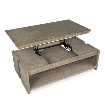 Stone Harbor Grey Rectangular Lift Top Storage Cocktail Table With Casters