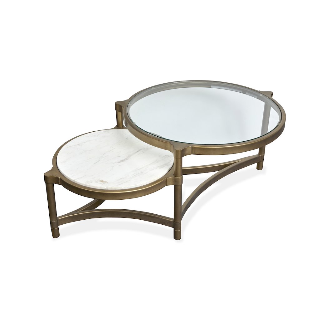 Cassidy Aged Brass And Volakas Classic Shaped Cocktail Table