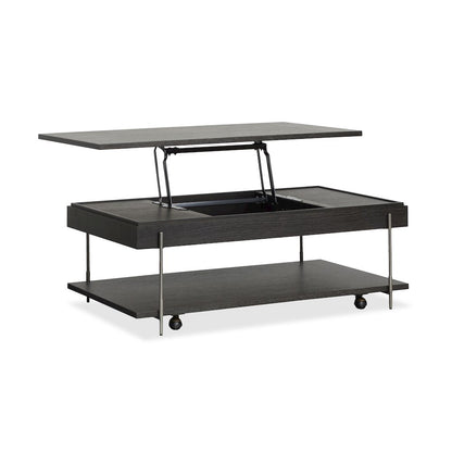 Spencer Dark Briarsmoke Lift Top Storage Cocktail Table With Casters