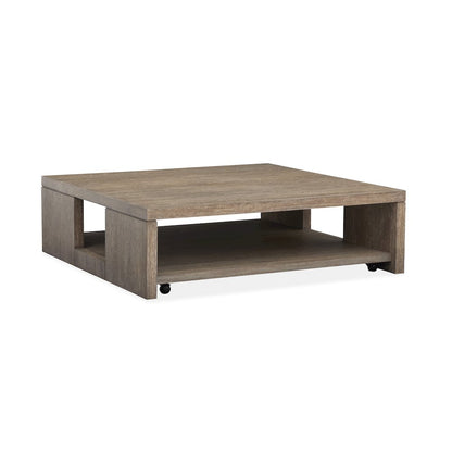 Conway Spiced Brown Square Cocktail Table With Casters