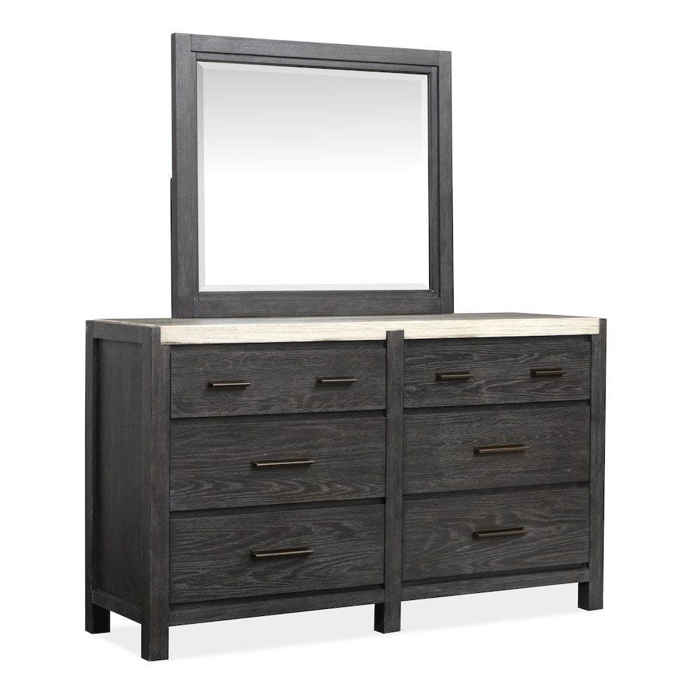 Plum Creek Ravenwood Black Drawer Dresser With Landscape Mirror