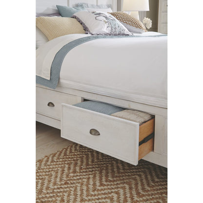 Heron Cove Chalk White And Dovetail Grey Queen Panel Storage Bed