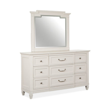 Egg Shell White With Slight Rub Through Drawer Dresser With Landscape Mirror