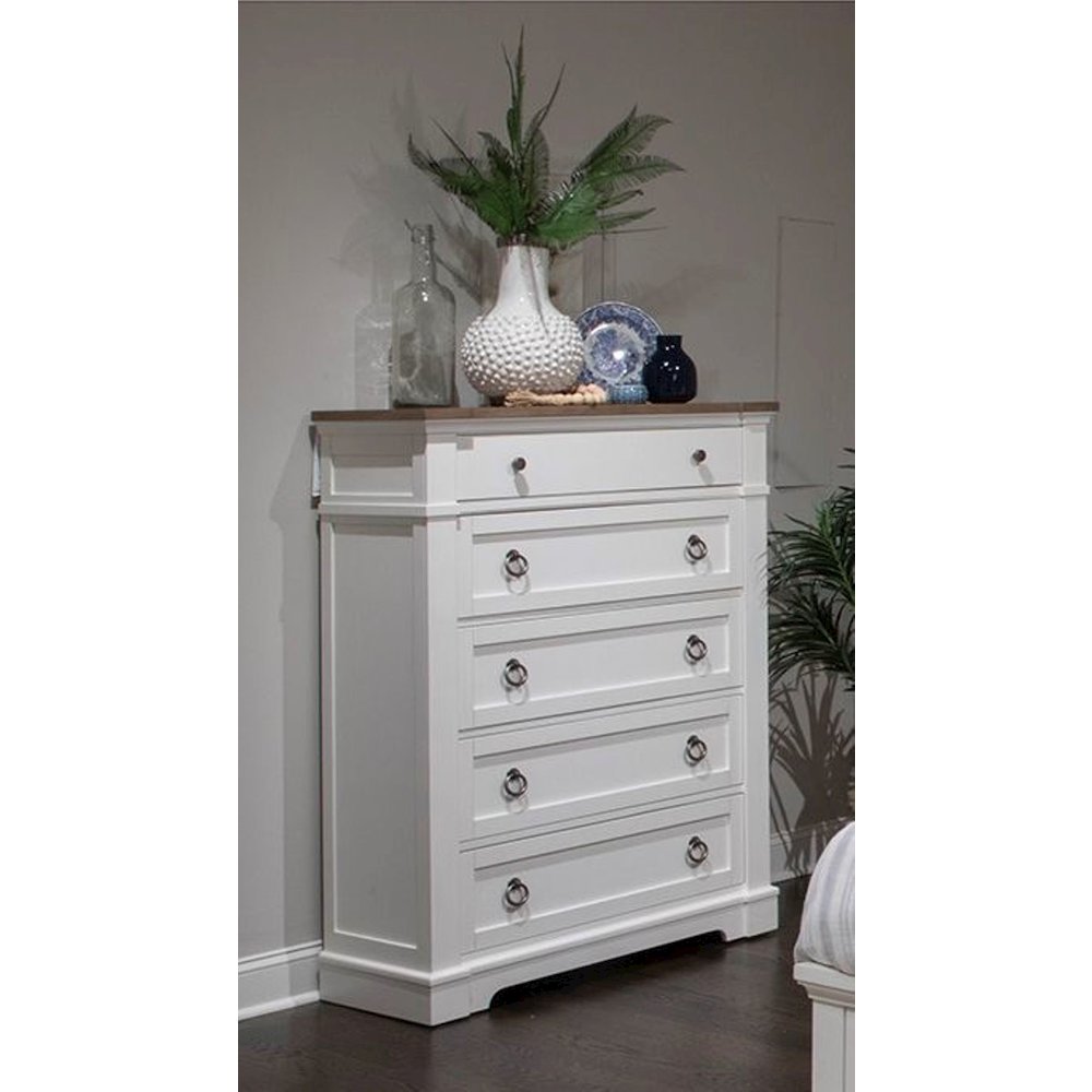 Kingston Whisper White And Cerused Nutmeg Drawer Chest