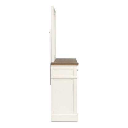 Kingston Whisper White And Cerused Nutmeg Drawer Dresser With Landscape Mirror