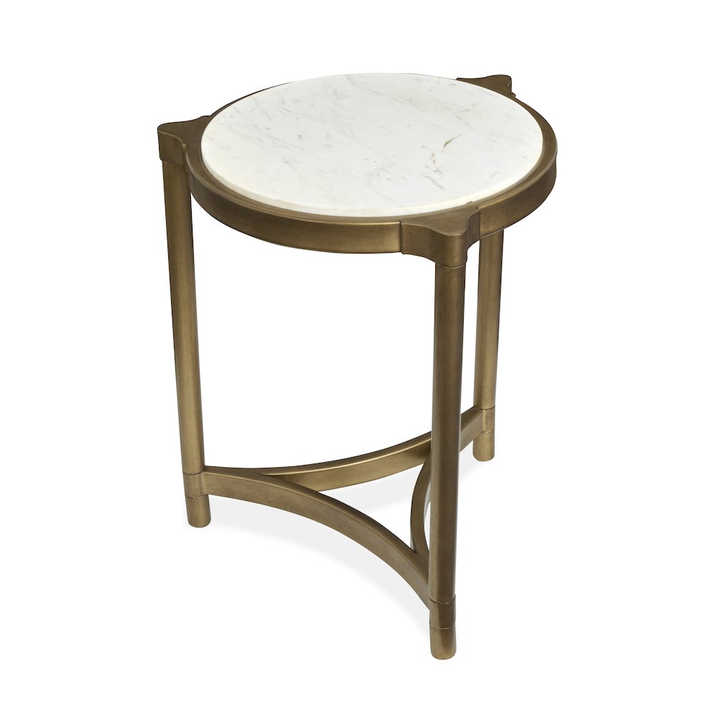 Cassidy Aged Brass And Volakas Classic Round Accent Table