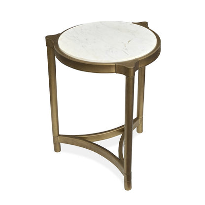 Cassidy Aged Brass And Volakas Classic Round Accent Table