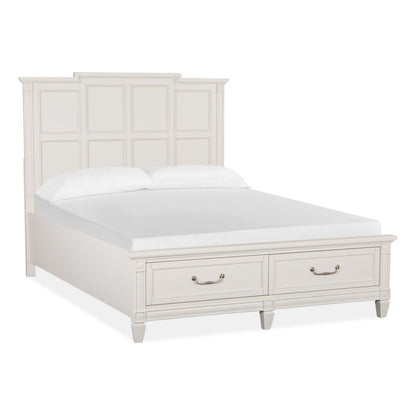 Willowbrook Egg Shell White With Slight Rub Through Queen Panel Storage Bed