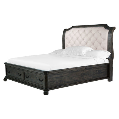 Bellamy Peppercorn Queen Sleigh Storage Bed