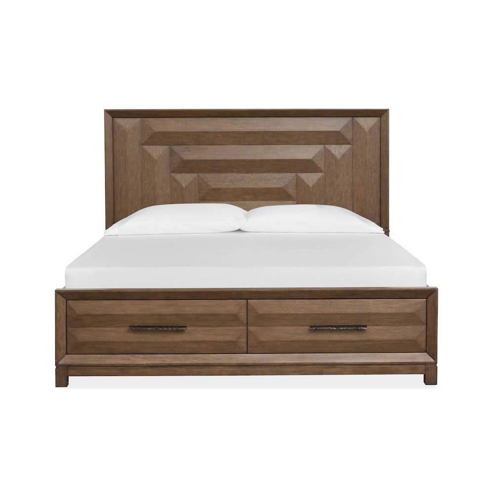 Callisto Bourbon Brown Queen Panel Storage Bed