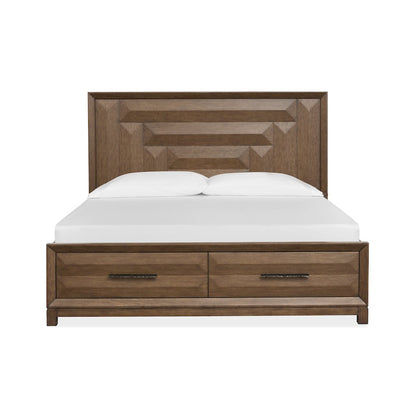 Callisto Bourbon Brown Queen Panel Storage Bed