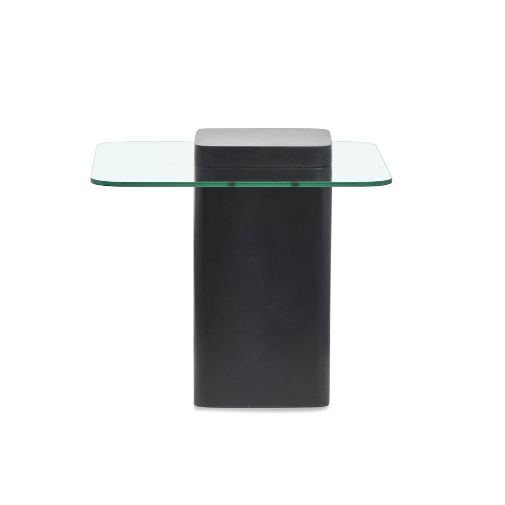Donora Clear Glass And Obsidian Square End Table