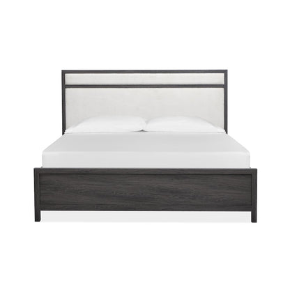 Merrifield Raisin Black Queen Upholstered Panel Bed