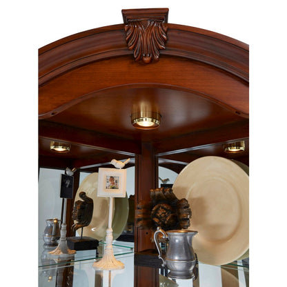 Pulaski Curios Warm Cherry Brown Mirrored Corner Curio Cabinet