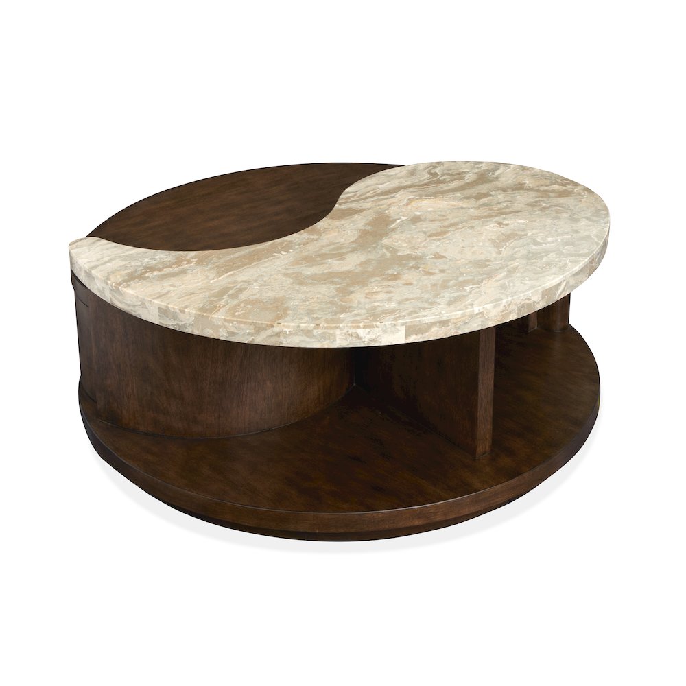 Mcpherson Burnt Umber Round Cocktail Table With Casters