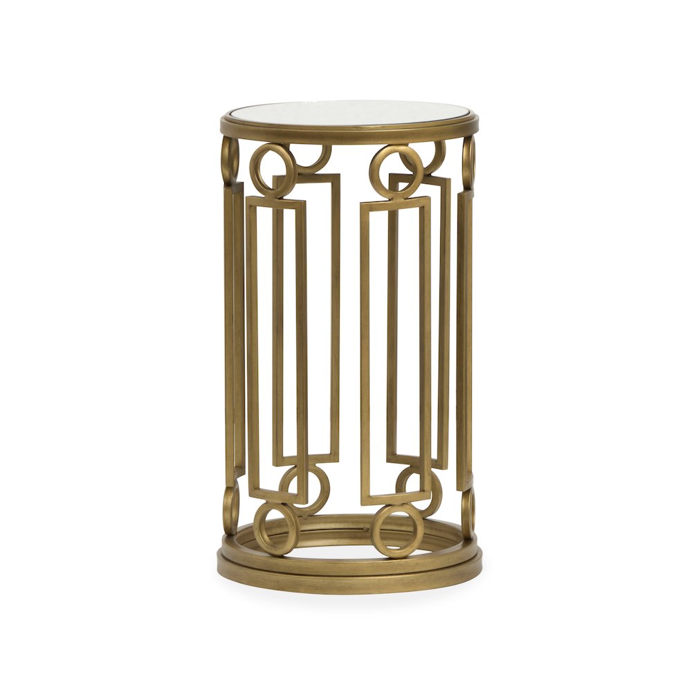 Lorena Burnished Brass Round Accent Table