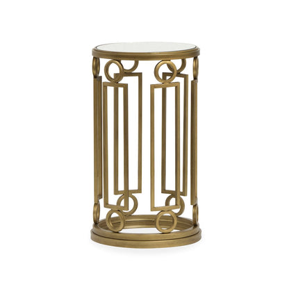 Lorena Burnished Brass Round Accent Table