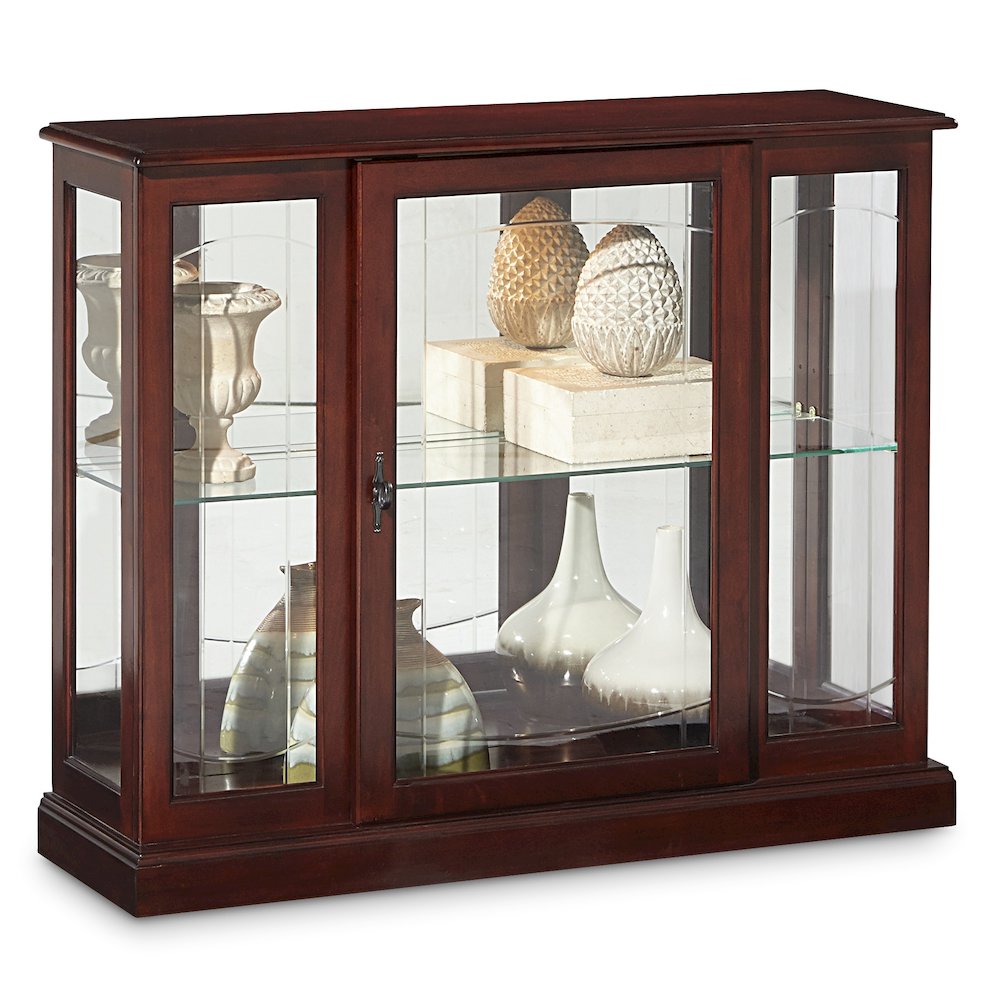 Pulaski Curios Cherry Brown Lighted 1 Shelf Console Display Cabinet