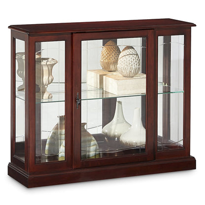 Pulaski Curios Cherry Brown Lighted 1 Shelf Console Display Cabinet