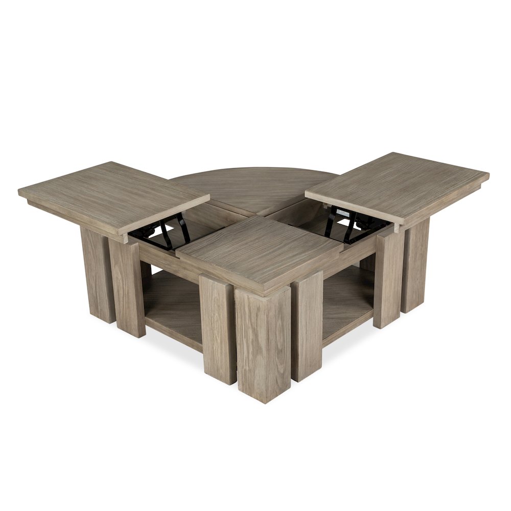 Conrad Stone Harbor Grey Pie Shaped Lift Top Cocktail Table With Casters