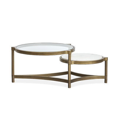 Cassidy Aged Brass And Volakas Classic Shaped Cocktail Table
