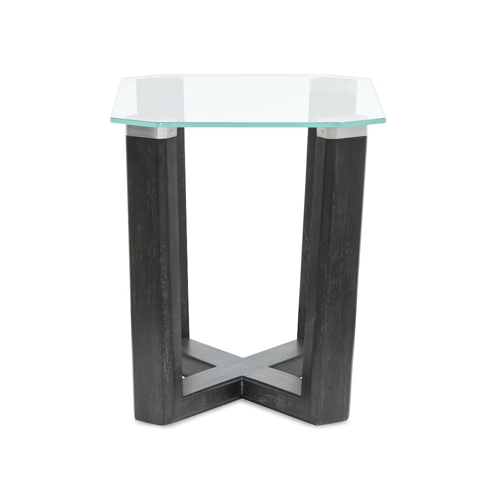 Wexler Black Truffle And Clear Glass Rectangular End Table