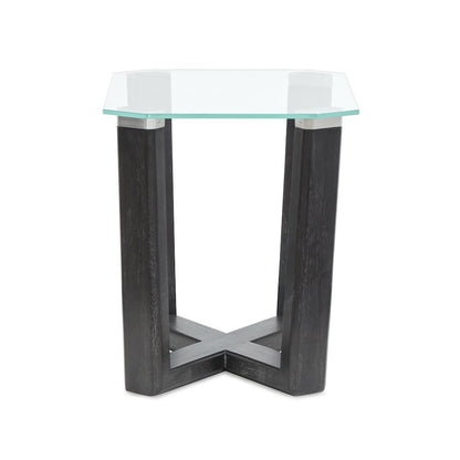 Wexler Black Truffle And Clear Glass Rectangular End Table