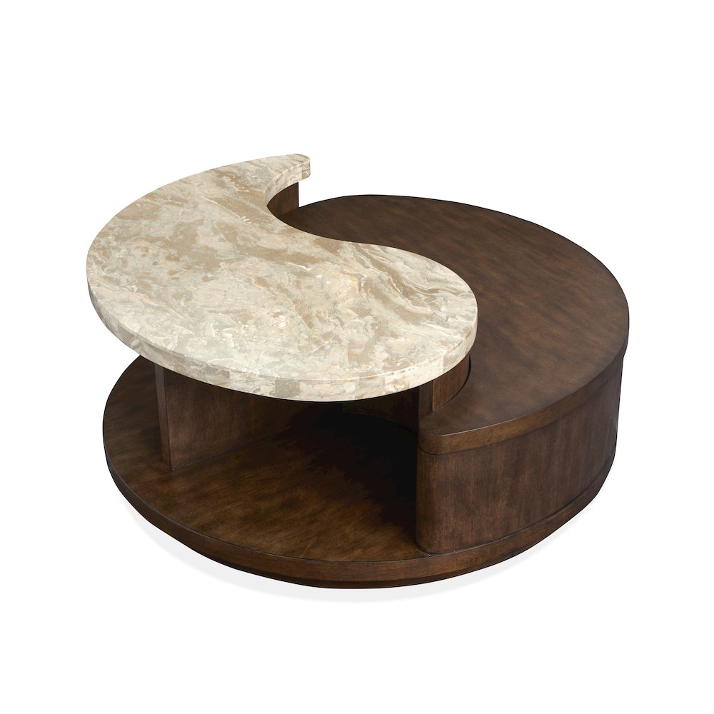 Mcpherson Burnt Umber Round Cocktail Table With Casters