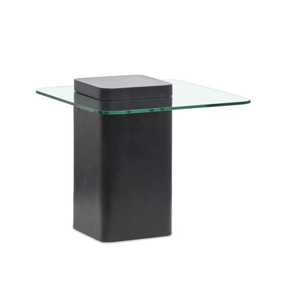 Donora Clear Glass And Obsidian Square End Table