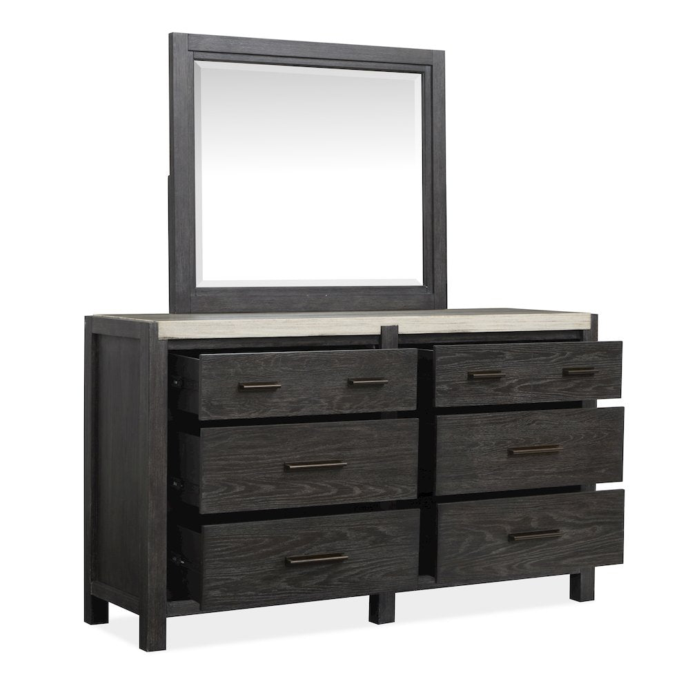 Plum Creek Ravenwood Black Drawer Dresser With Landscape Mirror