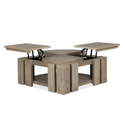 Conrad Stone Harbor Grey Pie Shaped Lift Top Cocktail Table With Casters