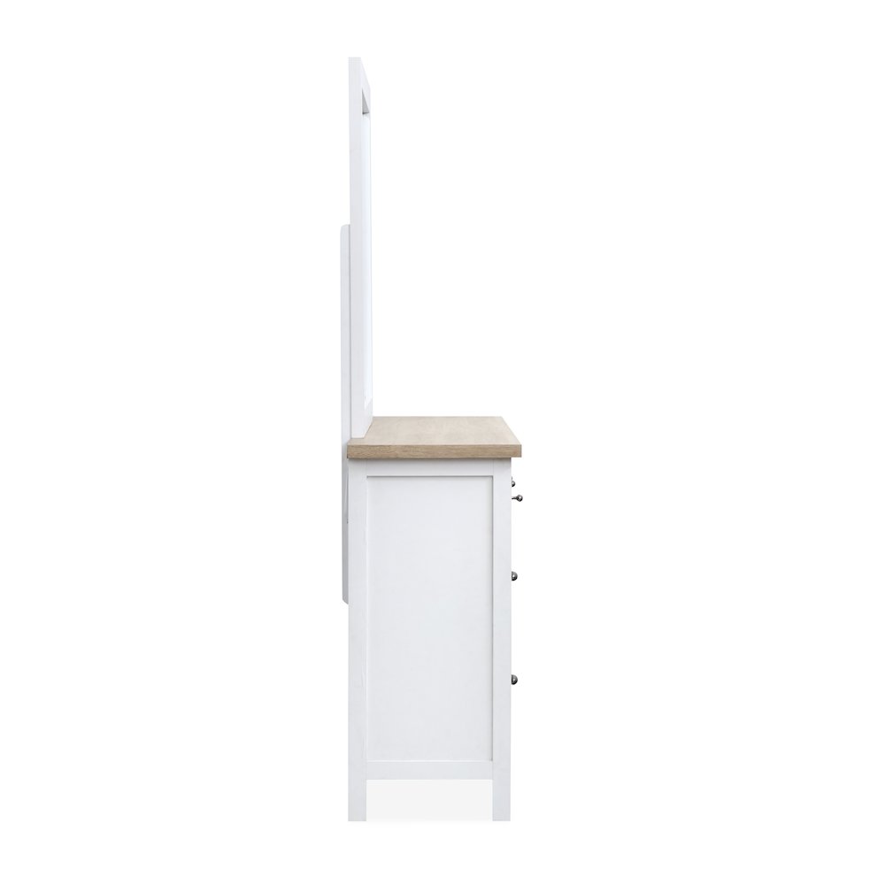 Windmill Harbour White Whisp And Sand Double Drawer Dresser With Portrait Mirror
