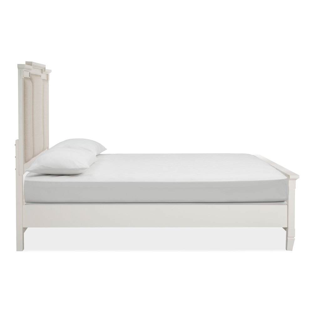 Willowbrook Egg Shell White With Slight Rub Through Queen Panel Upholstered Bed