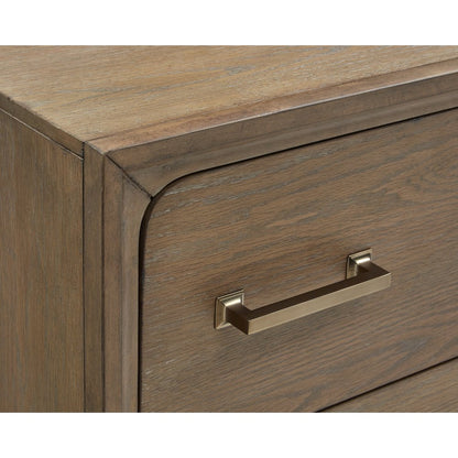 Lindon Belgian Wheat And Coffee Bean Double Drawer Dresser With Landscape Mirror
