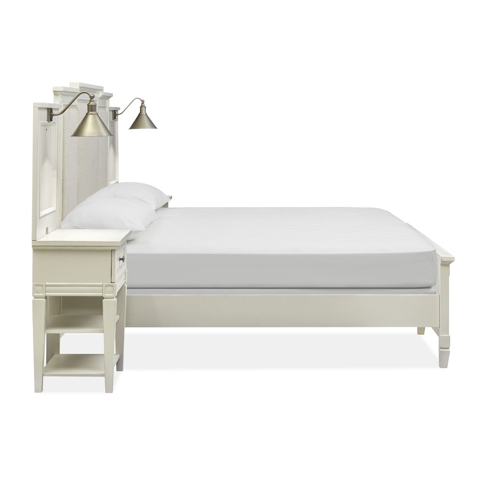 Egg Shell White With Slight Rub Through Queen Upholstered Wall Panel Bed