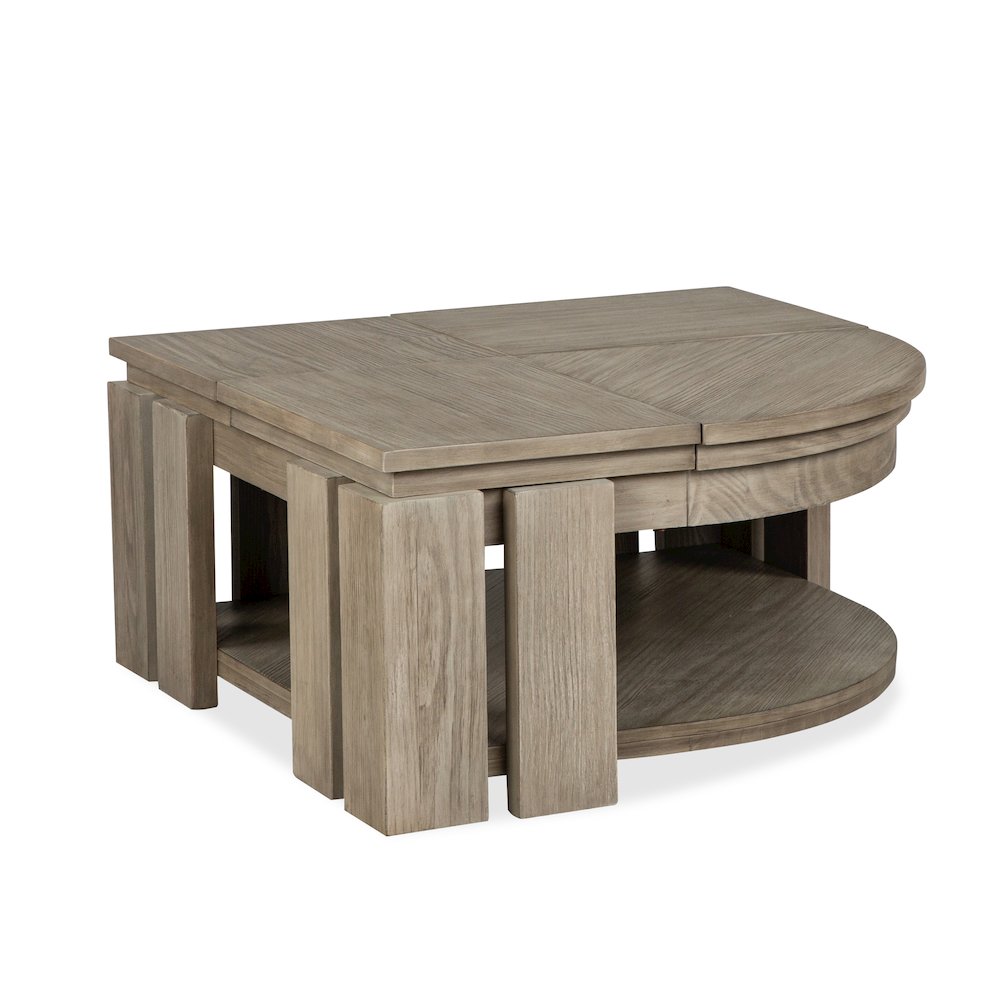 Conrad Stone Harbor Grey Pie Shaped Lift Top Cocktail Table With Casters
